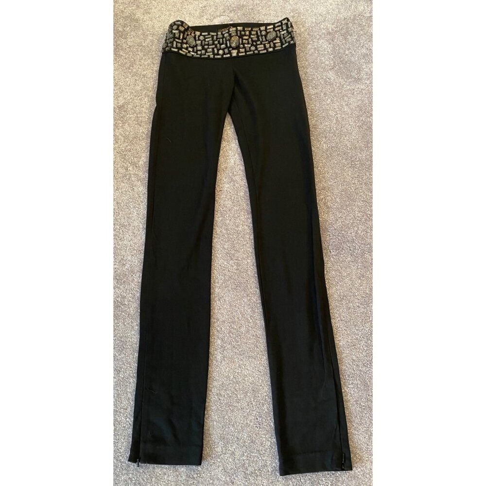 LaROK Womens Bejeweled Waistband Black Leggings Pants Size 0